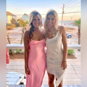 Asymmetrical Watercolor Satin Dress